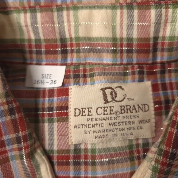 Vintage DEE CEE Pearl Snap Western Plaid Long Sleeve Shirt 16 1/2 Saw Tooth - Picture 5 of 5